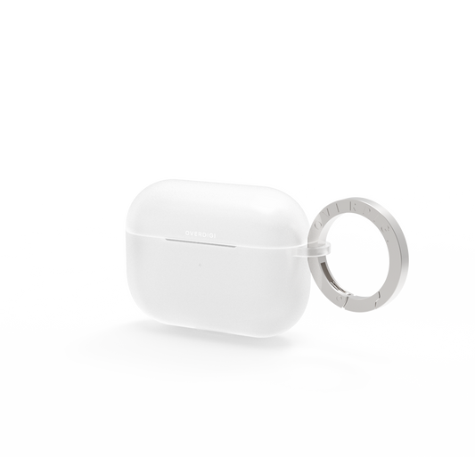 曇りガラス調 AirPods 1/2/3/4/Pro2/Pro3 マット保護ケース（クリップ付き）