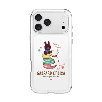 リサとキャスパーのコラボレーション - ピュアクリスタル黄ばみ防止スマホケース