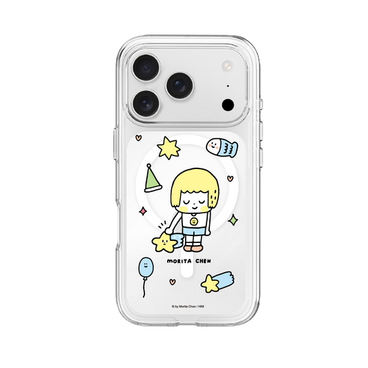 モリタ・チェン コラボレーション - ピュアマグネットクリスタルクリア 黄ばみ防止スマホケース（リトルスターウィッシュ）